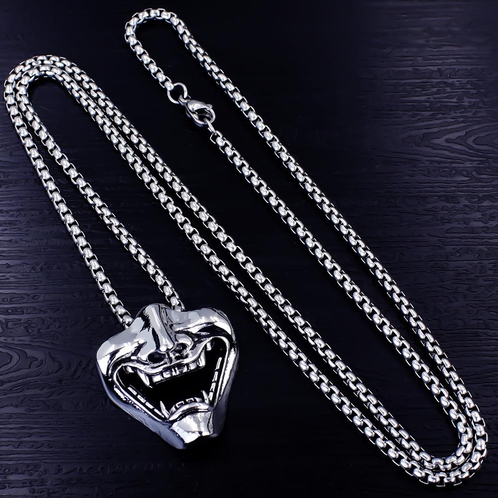 New Prajna Mask Pendant Necklace Domineering Jewelry Skull Pendant Necklace 60CM