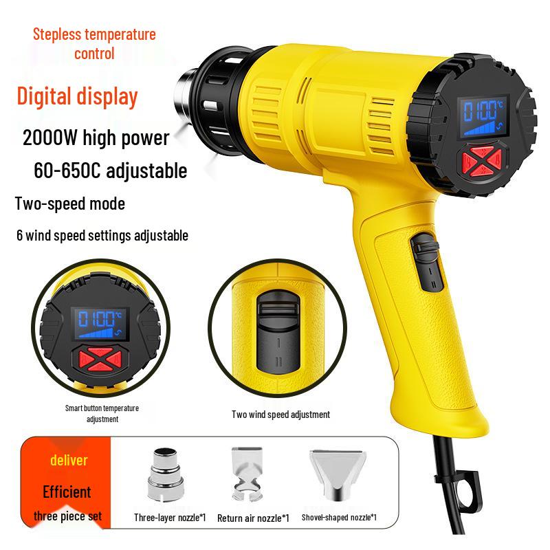 Industrial High-Power Hot Air Gun for Film Application, Seam Filling, Heat Shrink, and Hot Melt with Powerful Heating.