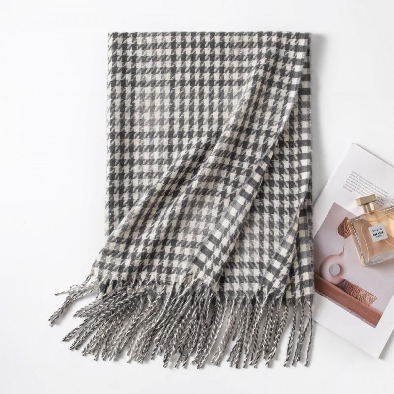 Womens Thickened Houndstooth Scarf With Contrast Colors Warm Winter Wrap Daily Wear Office Style