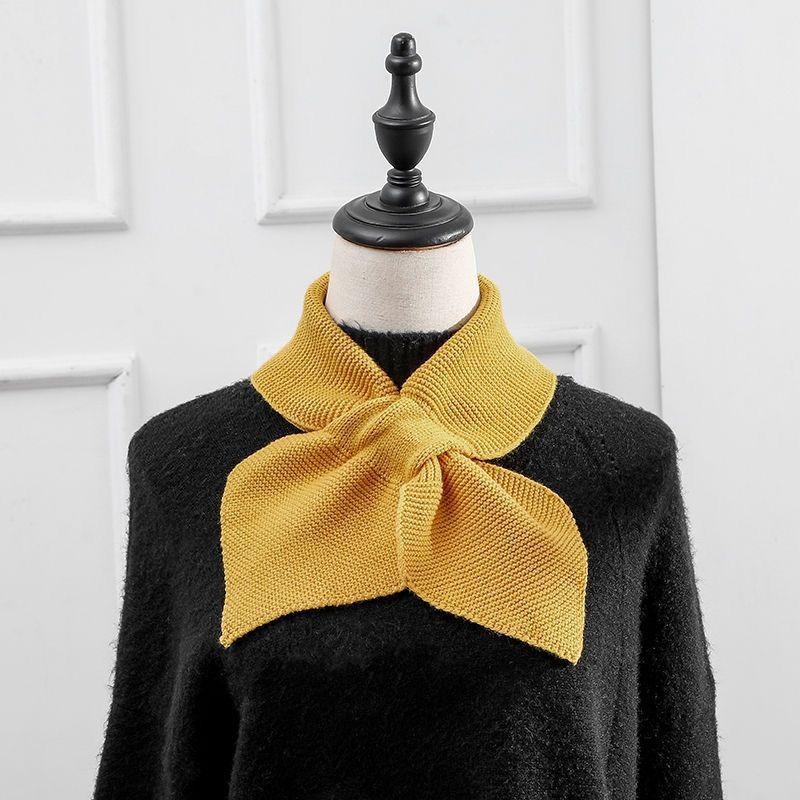 Autumn Winter Scarf Soft Neck Scarf Girls Knitted Sweater Bowtie Women Casual Cross Fishtail Scarf Straps Ladies Shawl