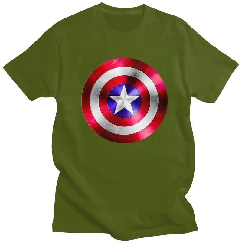 Handsome Captain America T Shirt Men Short Sleeves Cotton T-shirt Casual Shield Superhero Tees Fashion Tshirt