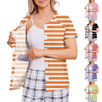 Women's Post-operative Short-sleeved  Color Shirt With Four Pockets