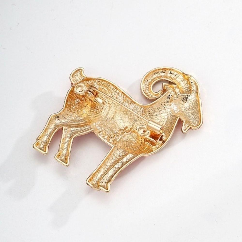 Beautiful Goat Enamel Brooch -inlaid Rhinestone Brooch Trendy Animal Pin  Wedding