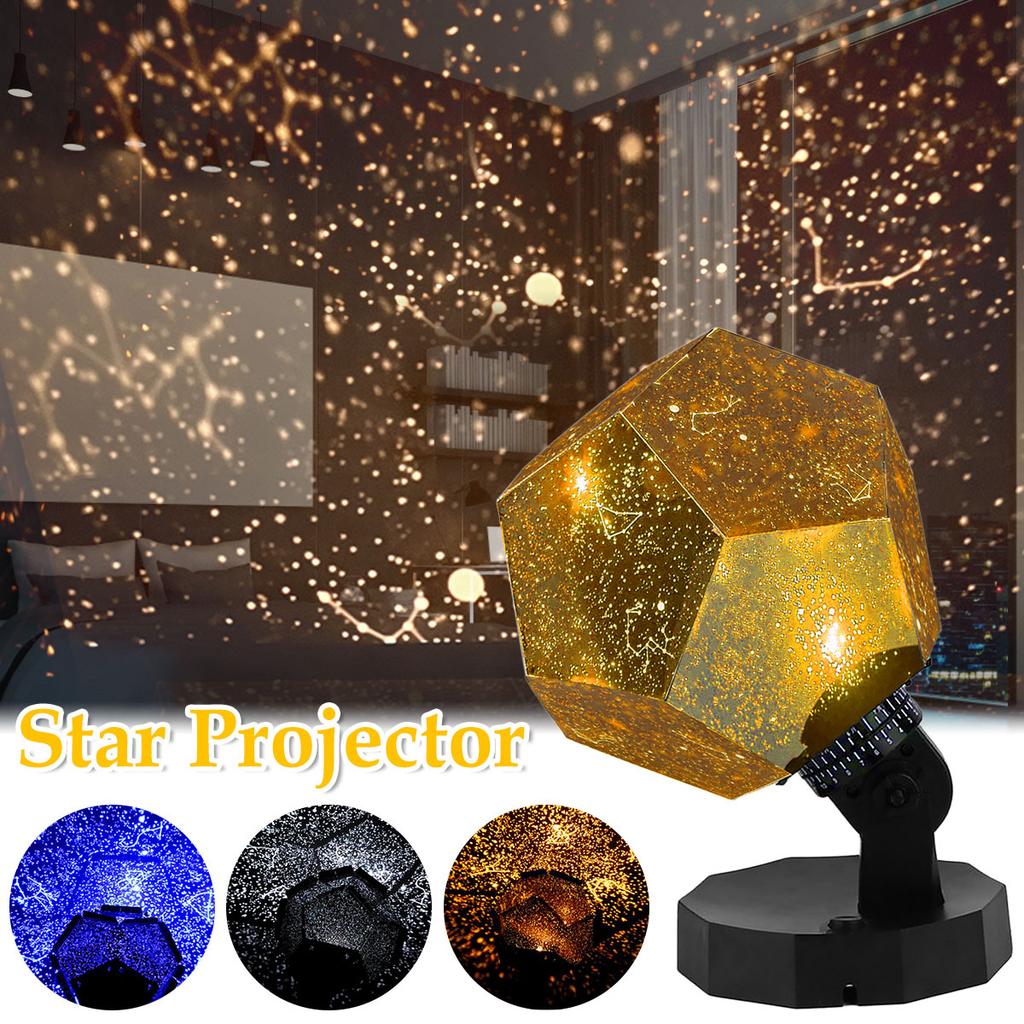 Star Projector Galaxy Lamp Starry Sky Night Light 360° Rotating Rechargeable 3-Color Star Sky Light Projector Bedside Light Gift