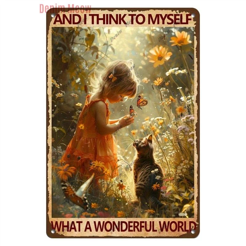 Vintage Merry Christmas Metal Tin Sign, Retro What A Wonderful World Girl, Wall Poster Jingling Bell, Home Decoration, WY297
