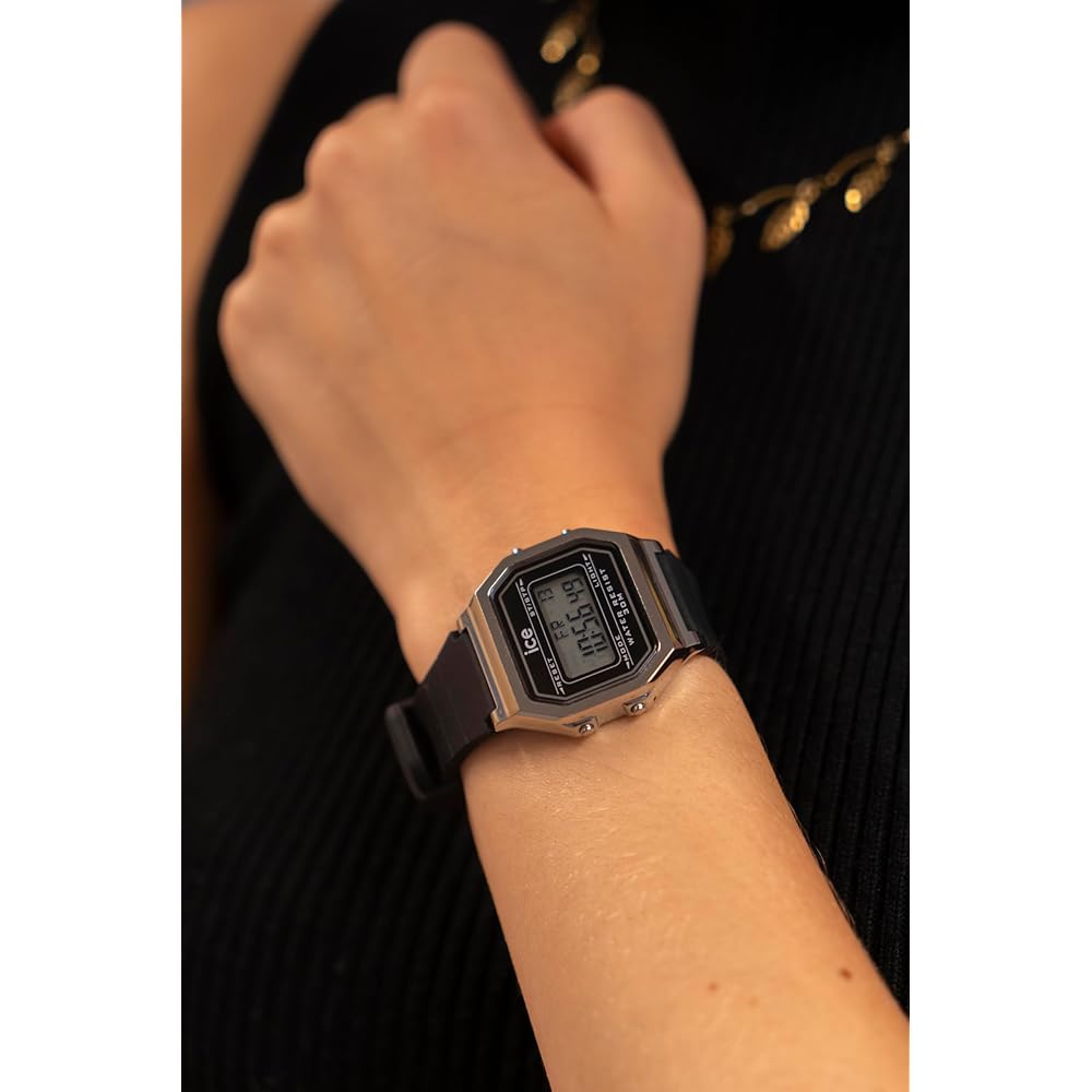 Ice Watch ICE Digit Retro Digital Watch Black Silver Small Women's
