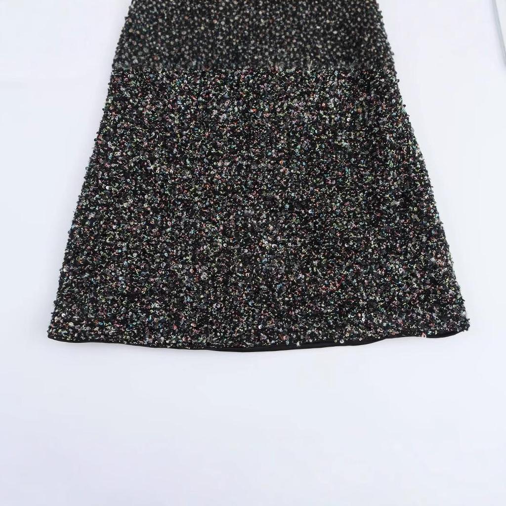 2025 Spring Women's Sparkly Slim A-Line Dress: European & American Style