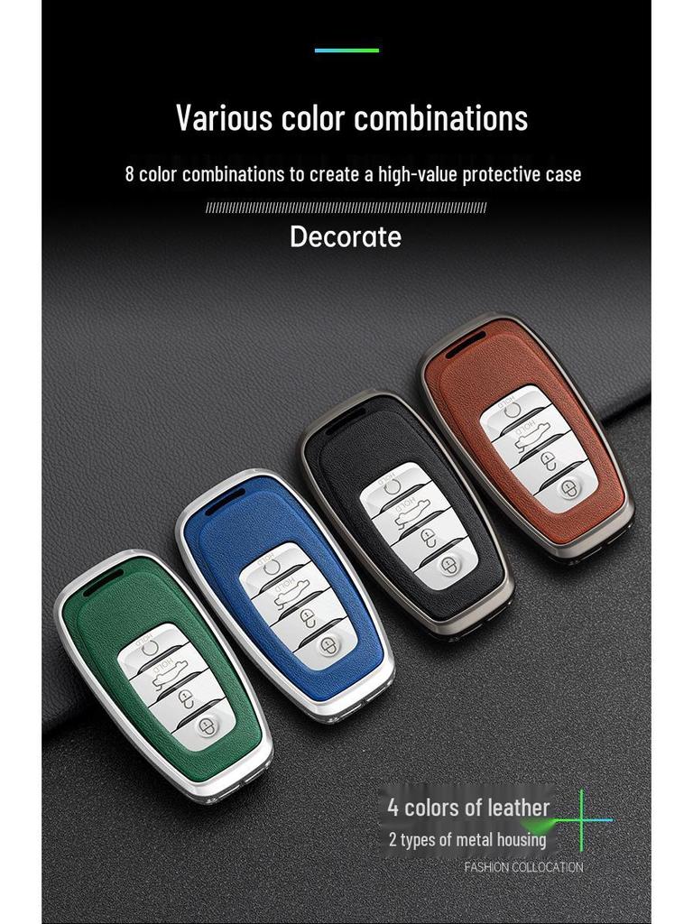 Luxurious Metal Key Case for Hongqi H9, H5, H7, HS7 - Full Protection with Shell Buckle, Fits 21 Models