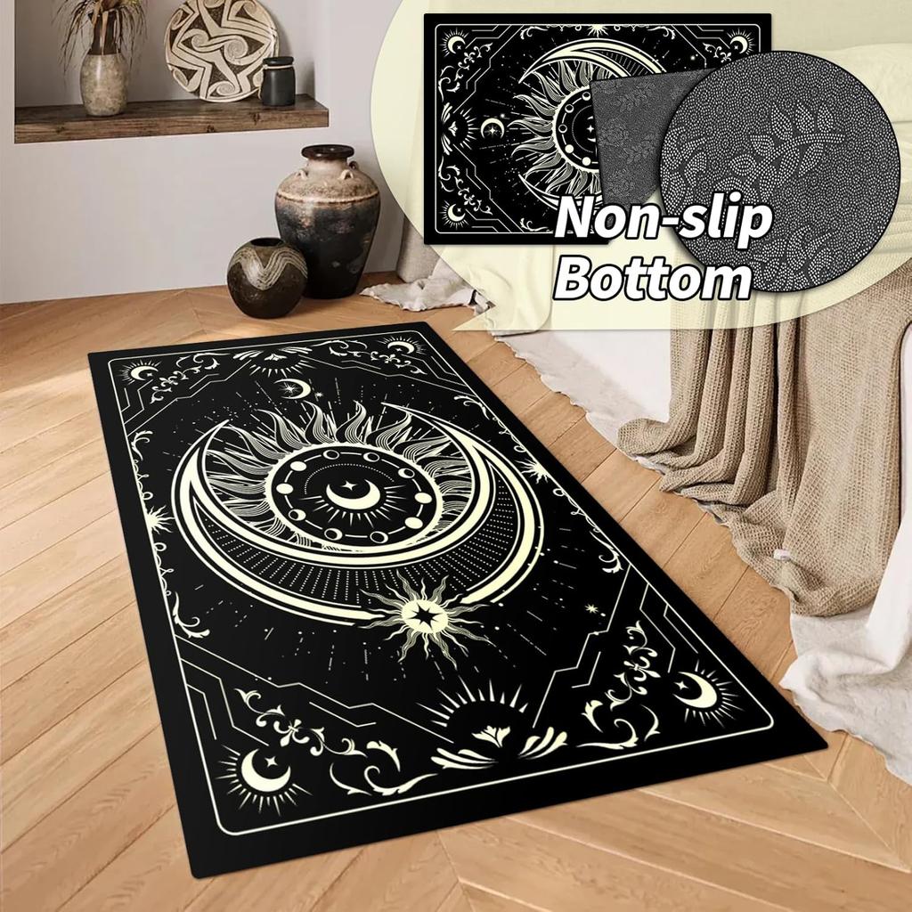 Moon and Snake Boho Area Rug, Non Slip Bohemian Design Rugs for Bedroom Living Room,Gothic Style Stars Floor Mat Pad Area Carpet