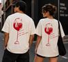 Red Wine Glass Illustration T-Shirt | 'Someone Please Call Mom' Back Print