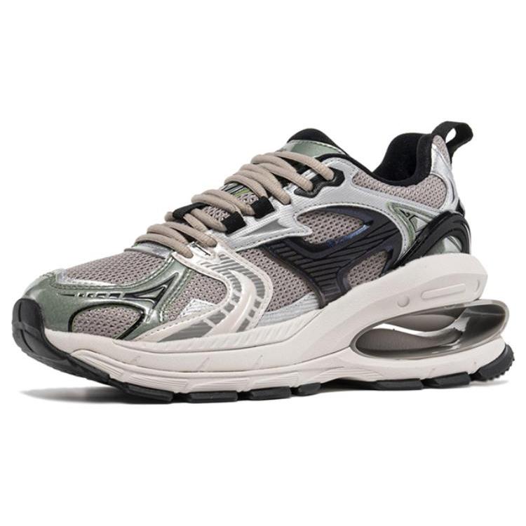 Li Ning Project* Dämpfung, Abriebfest Niedrig geschnitten Klobige Sneaker Damen Grau Schwarz AGCT134-2