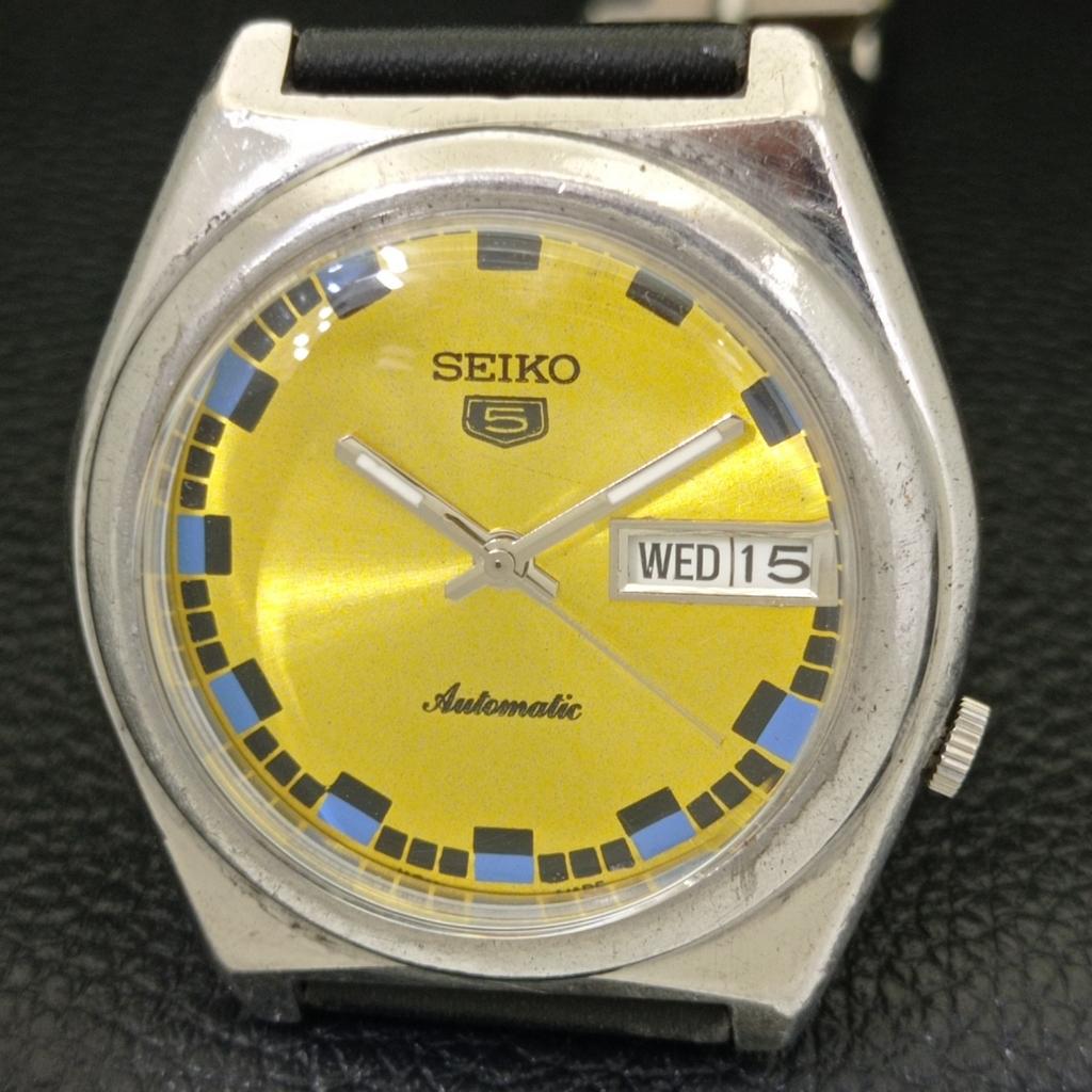 JAPAN VINTAGE SEIKO 5 AUTOMATIC 7S26A MENS GOLDEN COLOR DIAL WATCH A500778-5 R154-a500778