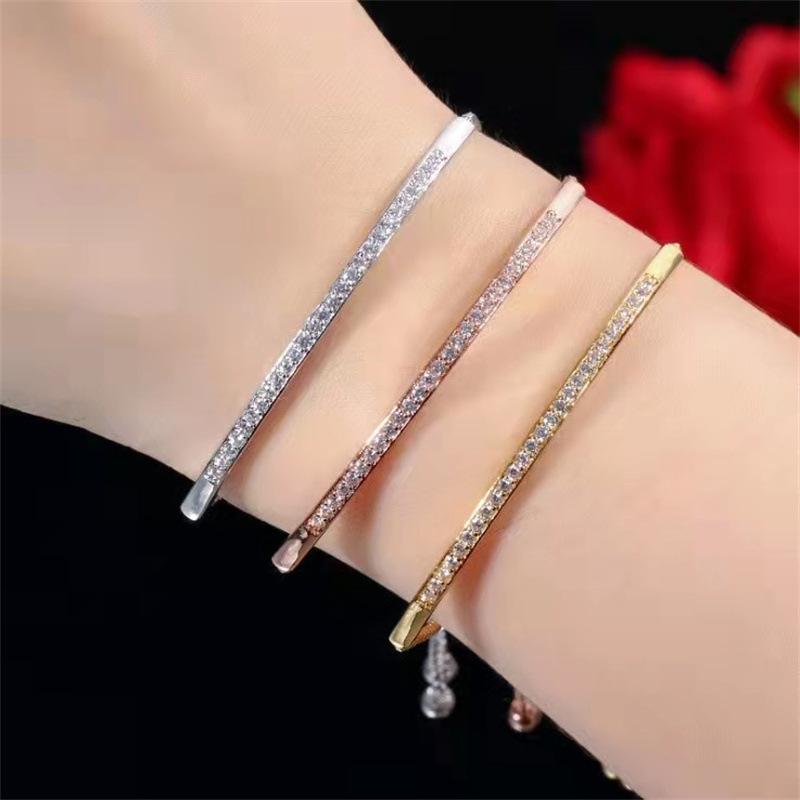 hot-selling creative exquisite hand jewelry micro-inlaid zircon single-row curved bracelet adjustable