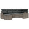 6 Piece Sofa Set with Cushions and Storage Grey Poly Rattan