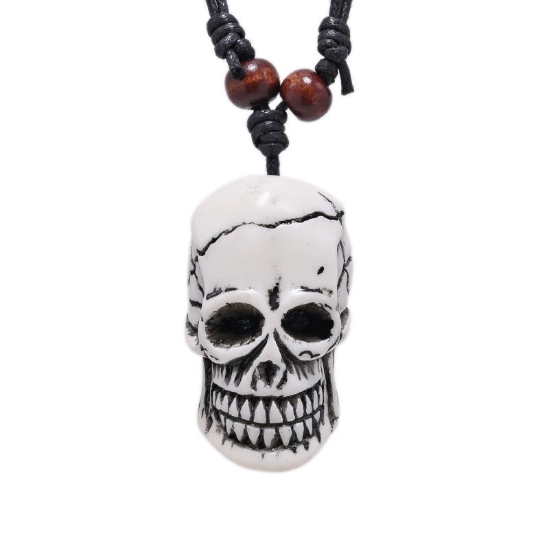 

FX020 Ox bone carving necklace skull pendant Punk Choker Retro Jewelry Tribal style Imitation Yak Bone necklace Amulet Gift