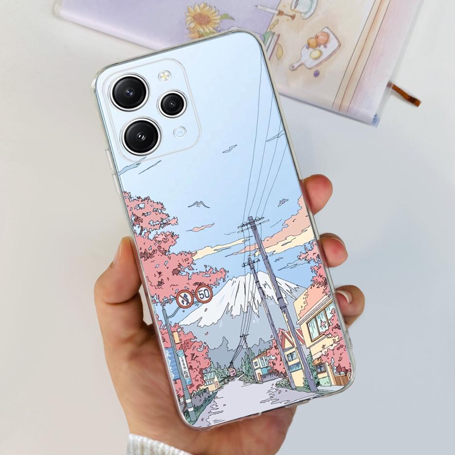 For Xiaomi Redmi 12 Case 2023 New Fashion Painted Cover Clear Silicone Phone Case For Xiaomi Redmi 12 Redmi12 Soft Fundas Bumper