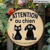 2D Flach, 1 Stück 7,87 Zoll Rundes Französisches Aluminiumschild, "Vorsicht vor dem Hund" Vintage Dekorative Plakette, Haustier Katze und Hund Erinnerung Dekorative Kunst, Geeignet für