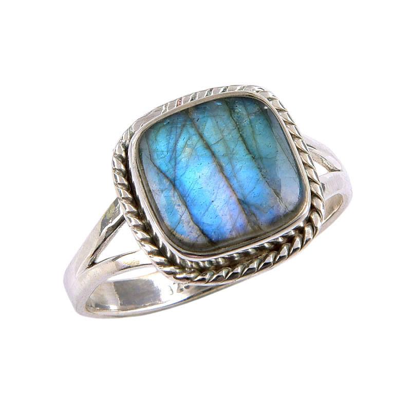 Natural Labradorite Gemstone 925 Solid Sterling Silver Jewelry Ring S.9.5 W4k36