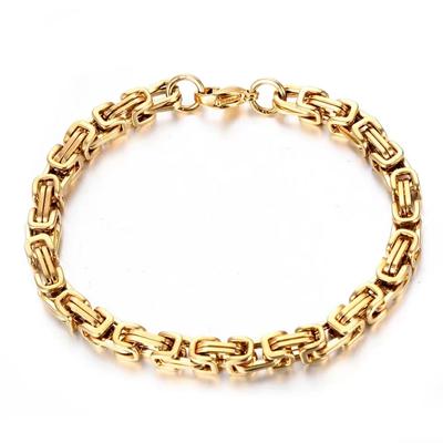Luxurious Gold Color Link Chain Stainless Steel Bracelet For Women Men Fashion Plain Business - Formal Occasions Jewelry