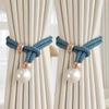2 Stück Deluxe Französische Raffhalter mit glänzenden Kunstperlen-Akzenten - Elegantes Polyester, kein Bohren, verstellbare Kordel für exquisite Heimdekoration