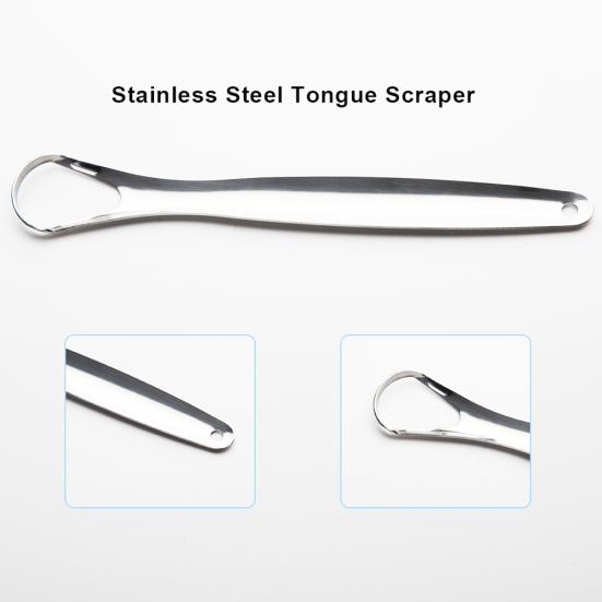 Stainless Steel Reusable Tongue Scraper Mouth Brush Fresh Breath Cleaning Tool