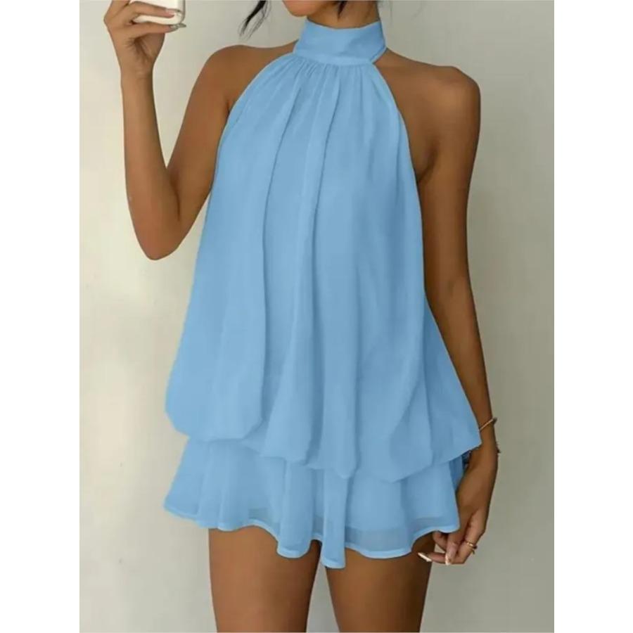 Dress Summer Solid Holiday Slim Sexy Backless Halterneck Dress For Women Fashion Elegant Casual Balck Mini Dresses Robe Femme