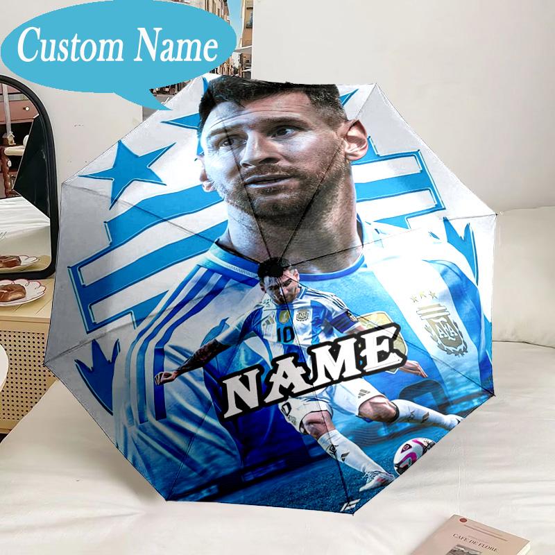 Custom Name Umbrella Argentina's Messi Celebration Umbrella 8-Frame for Travel, Camping, Casual Lightweight Portable, Essential for Family Gifts