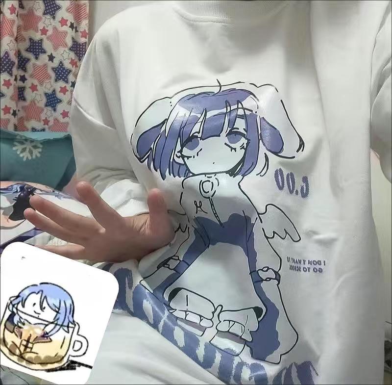 Kawaii аниме большие толстовки для женщин японский Harajuku милый мультфильм принт пара — фото 5