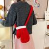 New Year Christmas Shoulder Bag Large Capacity Irregular Red Plush Bag Gifts Party Props Glove Crossbody Bag