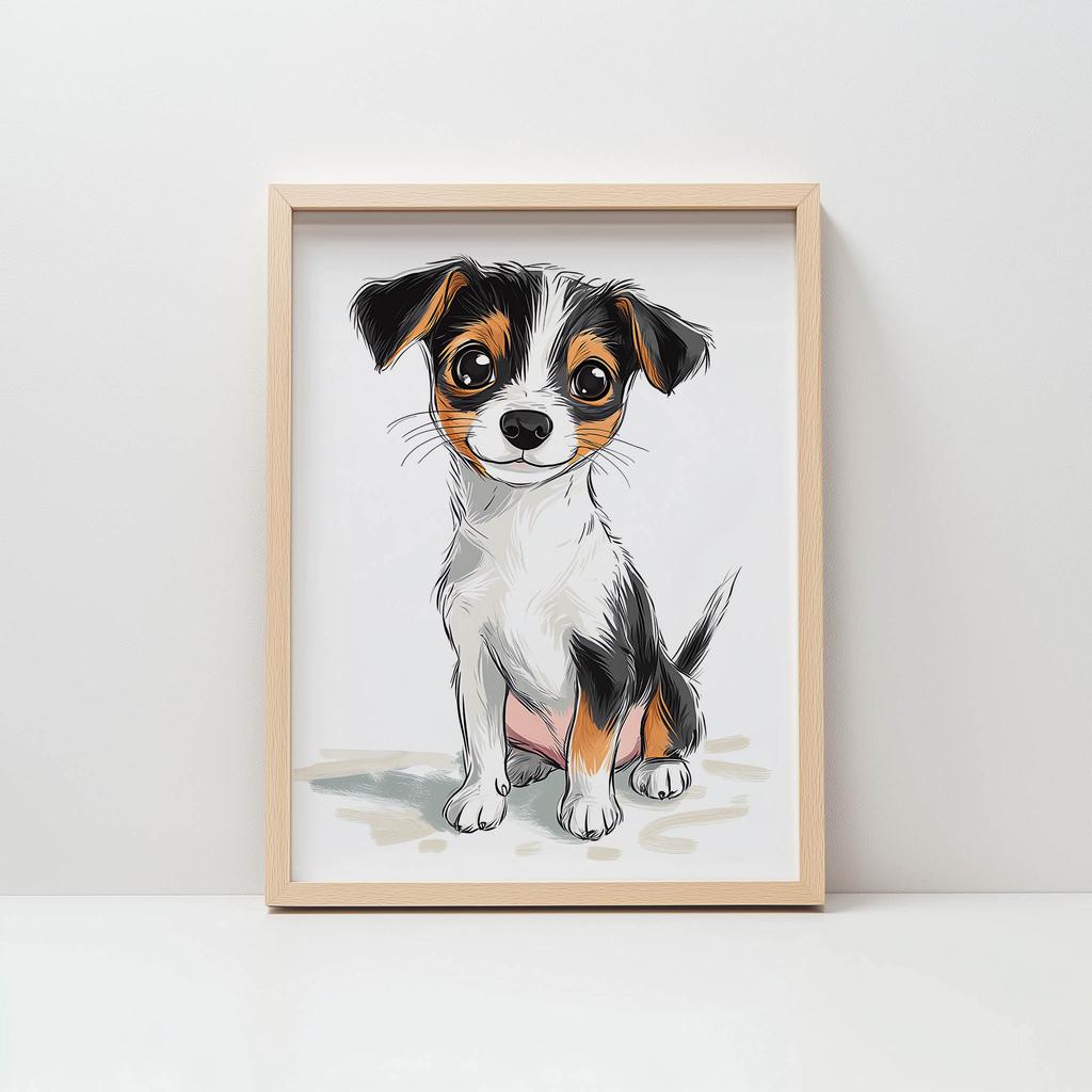 Cute Jack Russell Terrier - Poster for Children Cute Jack Russell Terrier - Poster for Children, 30X40 Cm, Unframed, Premium Canvas On Stretcher