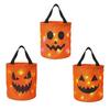 Colorful Halloween Event Supplies LED Light Up Bucket, Glow in The Dark Trick or Treat Candy Reusable Holiday Storage Buckets Bag with Handle, Lighted