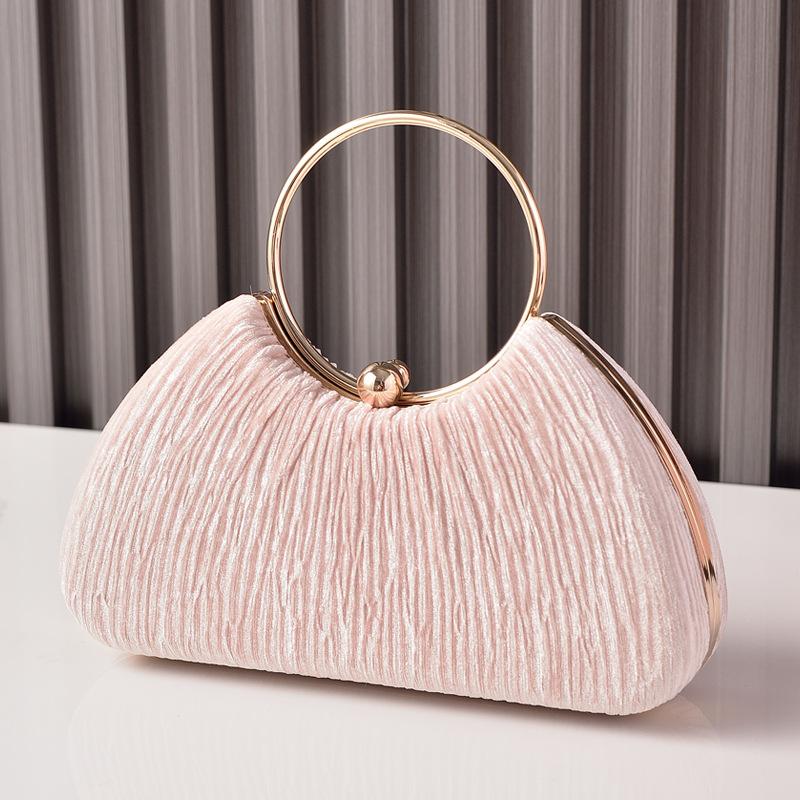 Blue Handbag Crossbody Luxury Woman Evening Bag Pleated Velvet Party Purses Clutch Ladies Vintage Round Fashion Designer Wallet