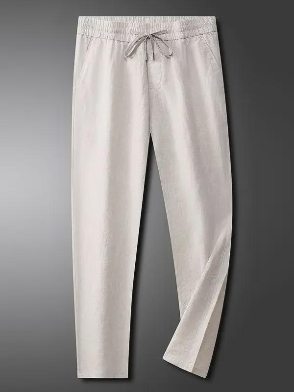 Men's High-End Linen Cotton Casual Pants - Summer Thin Cool Straight Fit
