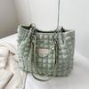 Beaded Pleated Tote Bag Korean Style Large Capacity Plaid Handbag Solid Color Dumplings Bag Bubble Cloud Bag Office Worker