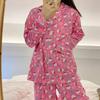 Spring and Autumn New High-end Imitation Cotton Pajamas Women's Summer Long-sleeved Trousers Set Women's Loose Large-size Loungewear