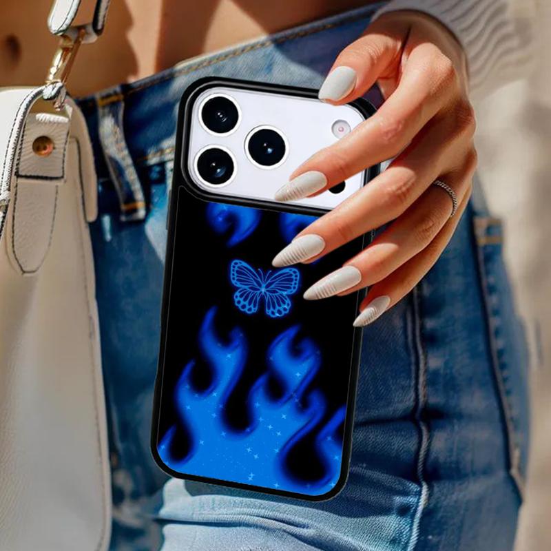 Red Blue Flame Phone Case For iPhone 17 Air 14 15 13 12 Max Cover For Apple 16e 11 Pro Max Plus Coque