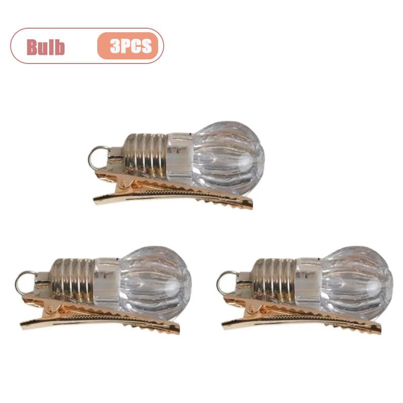 LED Light Bulb Hair Clip for Women Funny Glowing Hairpin Flashing Bangs Clipper Quirky Hair Accessory for Parties and Events