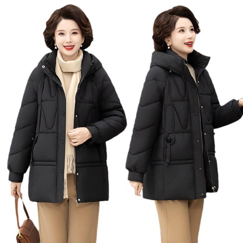 Winter clothes, hooded down cotton clothes, fashionable warmth, plus size plus size winter coats, middle-aged and elderly women's cotton clothes