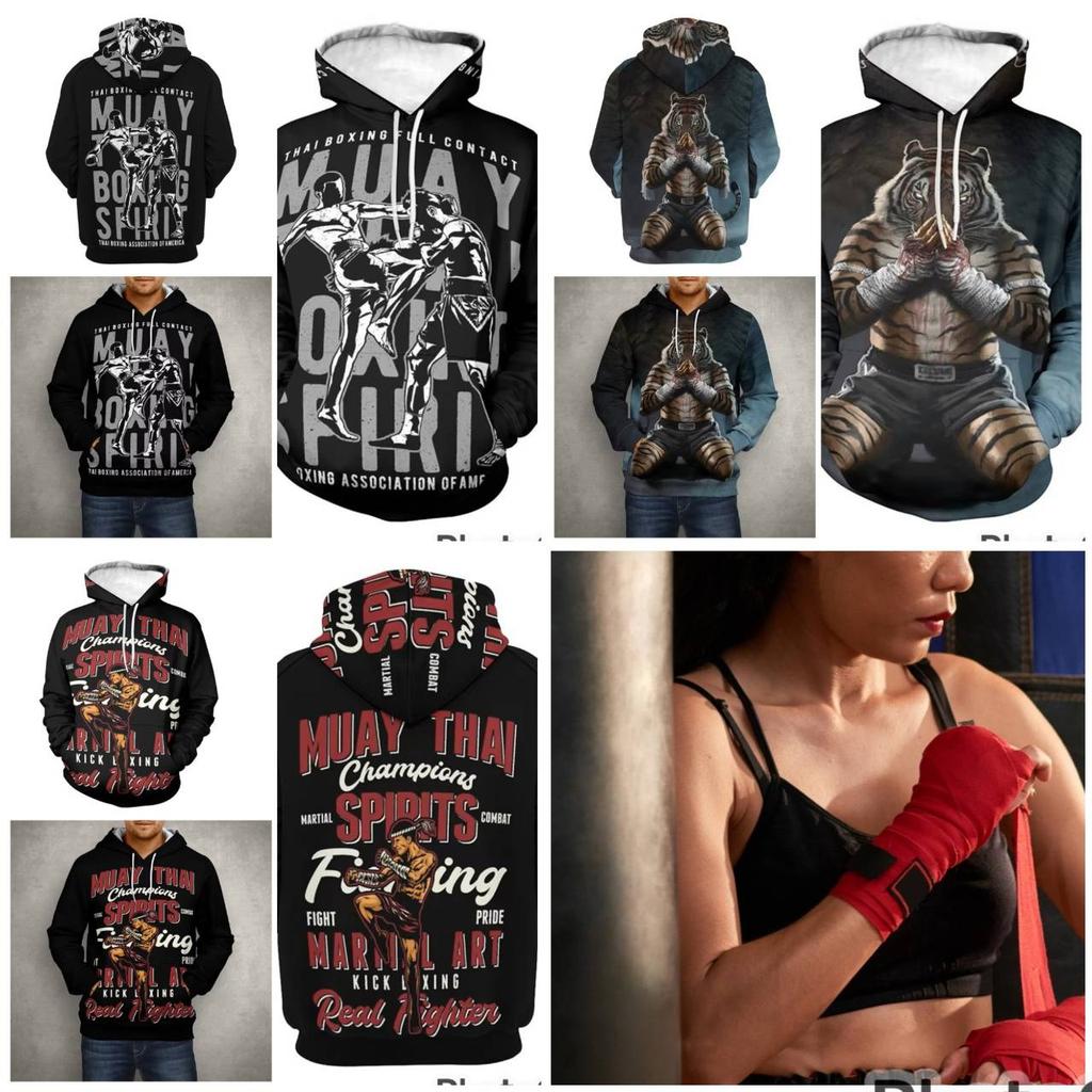 Sweatshirt MMA Boxing Kickboxing Muay Thai UFC Jacket Hoodies Suit Long Sleeve Unisex Men Women Tracksuits Workout Print Training