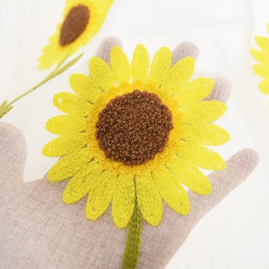 Vorhang Sonnenblume Bestickt Dekorativ Polyester Kurzer Transparenter Vorhang für Zuhause