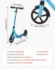 Kick Scooter for Kids Ages 8+, Teens & Adults, 2-Wheel Toddler Scooter with Adjustable Height Handlebar, Wide Anti-Slip Deck, Foldable Lightweight for