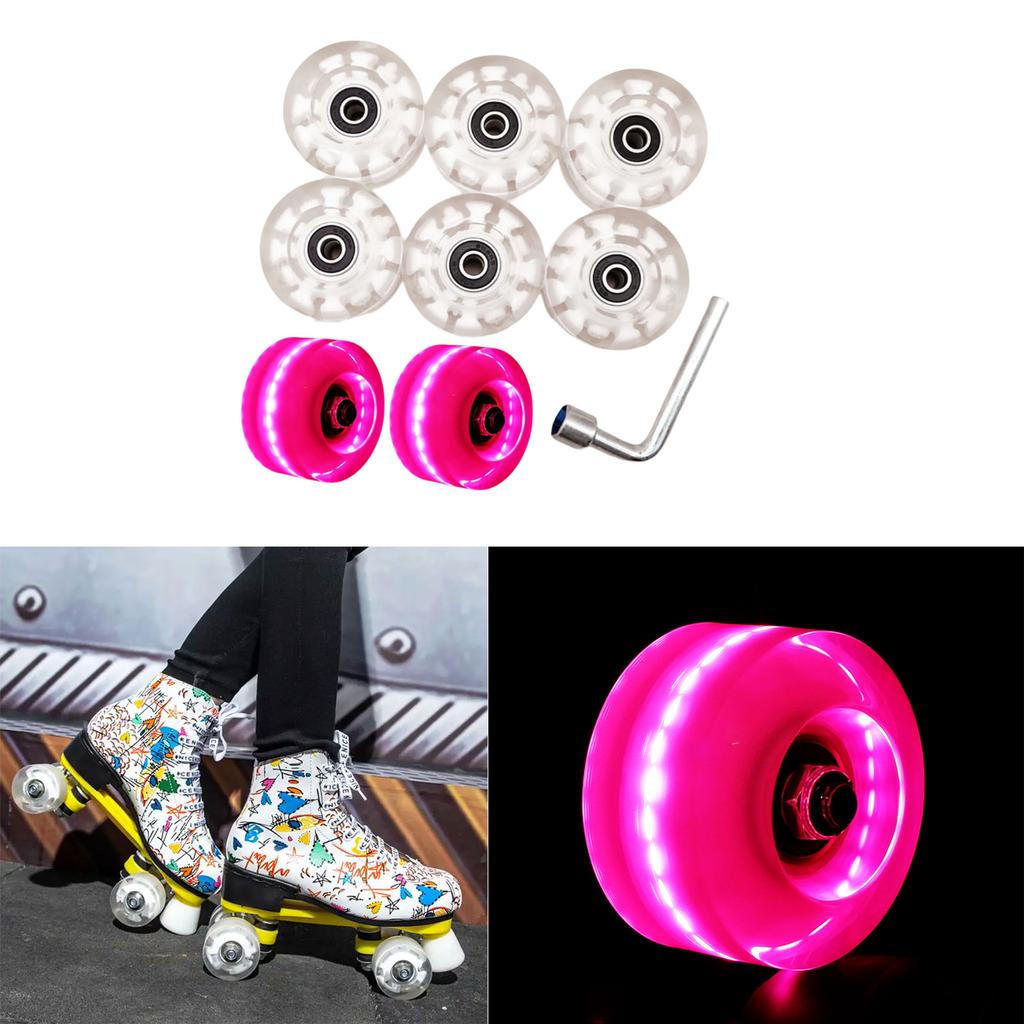 Quads Skate Replacement Wheels with Bearings, Roller Skate Wheels Wear Resistant Wheels for Double Row Skate Skateboard