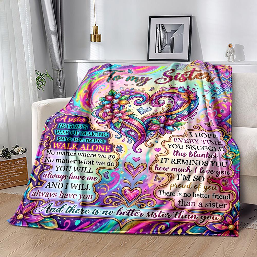 Love Inspiration Sisters Blanket Durable Comfort Suitable for Seaside Chair Livingroom for All Seasons Modern Style Birthday Christmas Gift Blanket