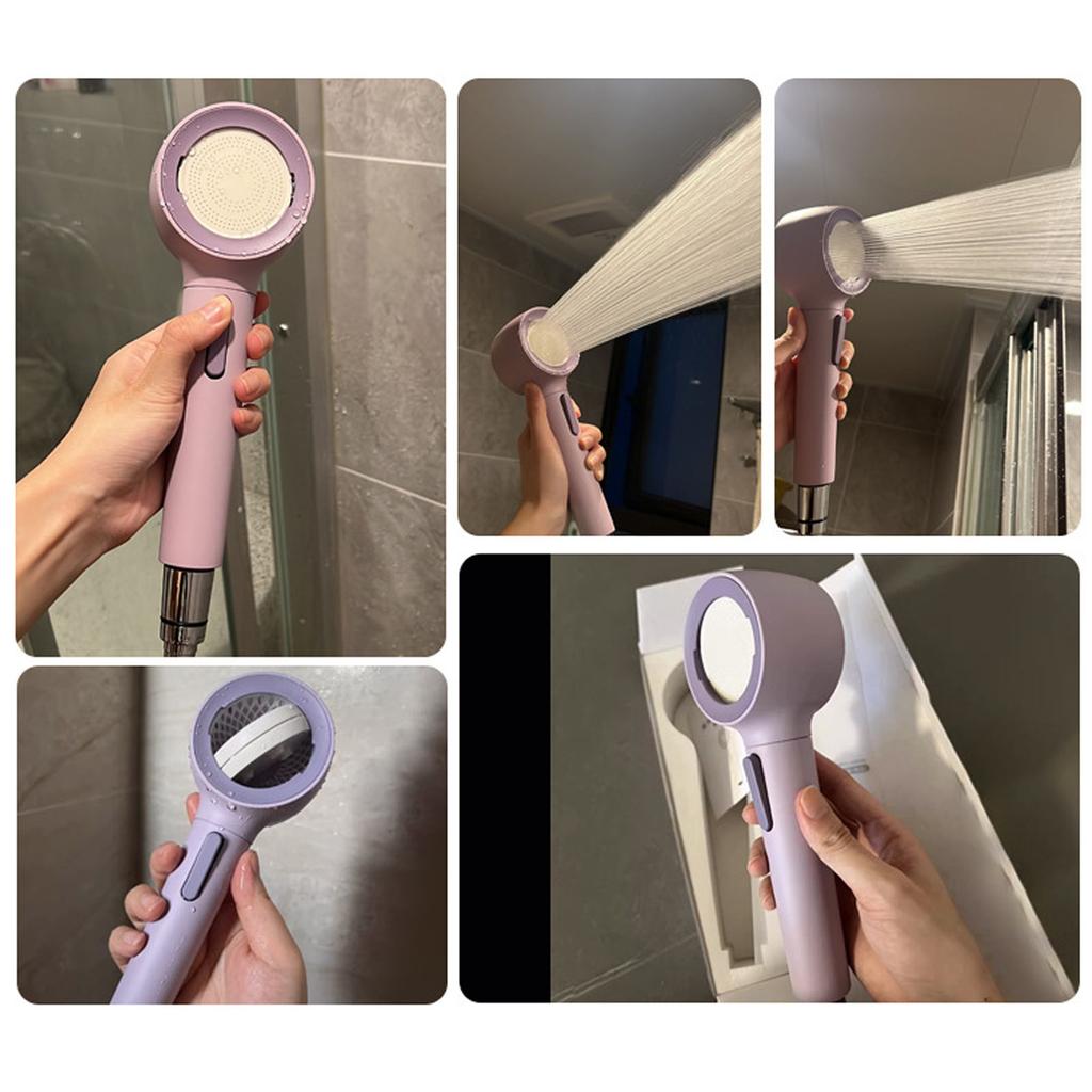 Filtered Shower Head Pressure Adjustable Multi Flowing Modes Anti Plugging Rain Showerhead Violet