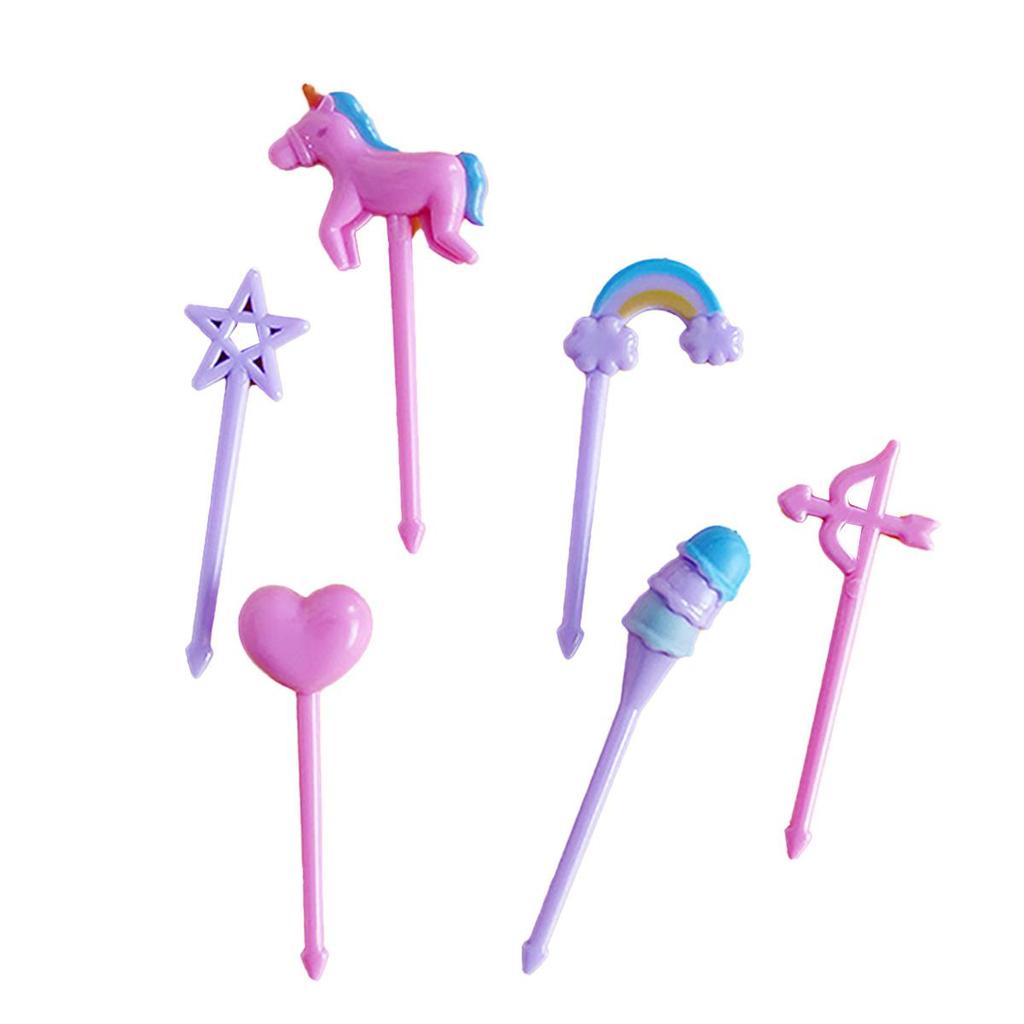 Lot de 6 mini fourchettes à fruits et aliments de dessin animé pour enfants, fourchettes à dessert, décoration de fête