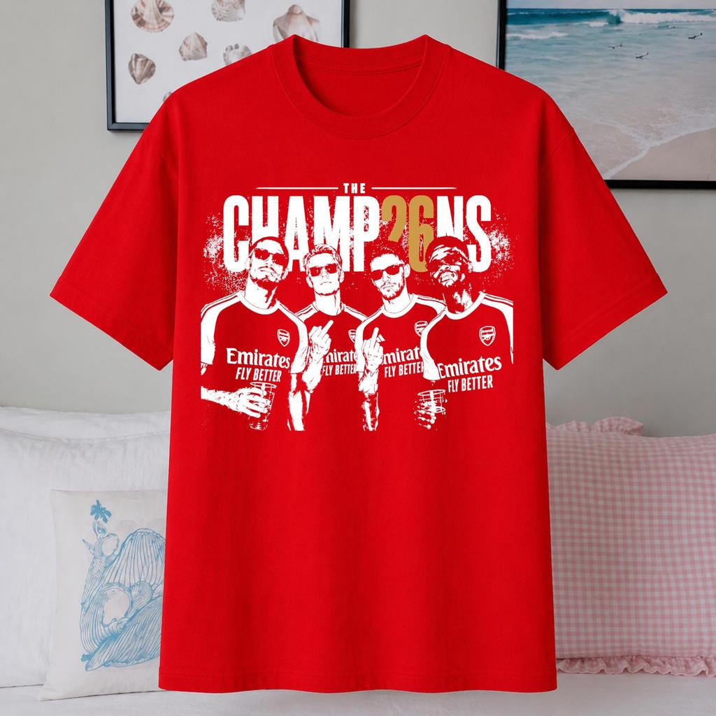 Arsenal Premier League Champions T-shirt Men and Women Summer Cotton Y2K Clothing Loose Round Neck Short Sleeved Tee Fan Gifts