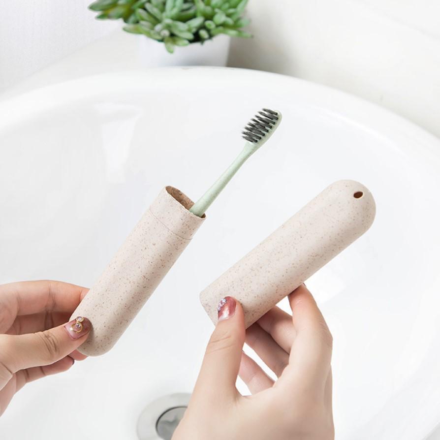 Nordic Style Wheat Straw Travel Toothbrush Case – Portable Storage Box