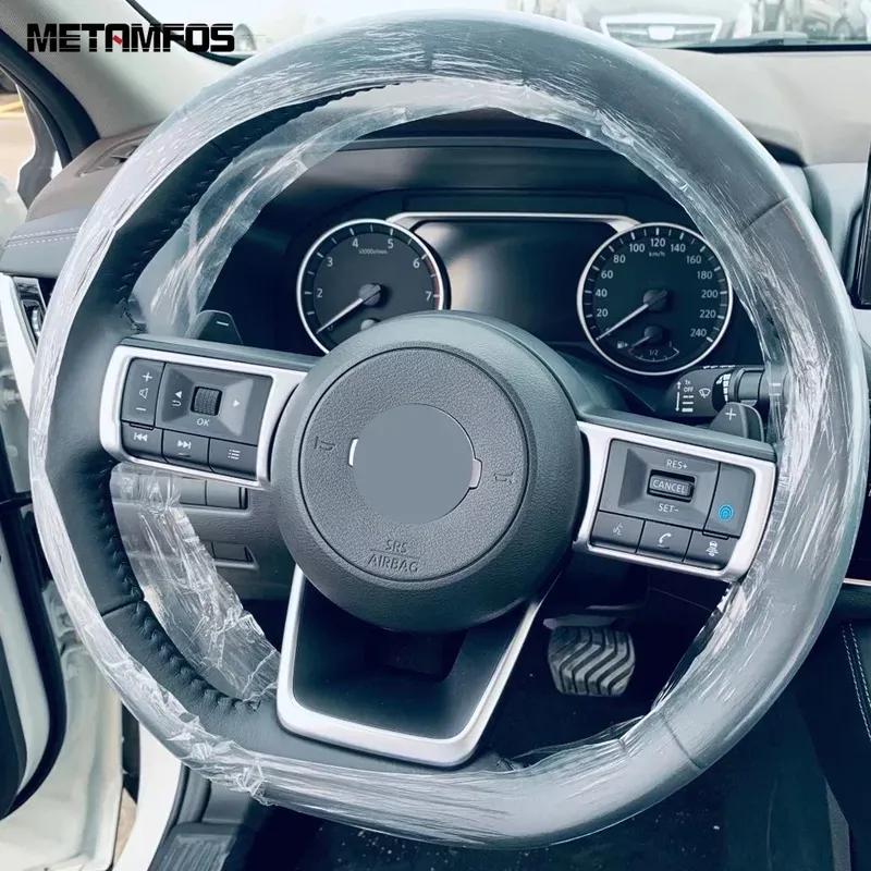 Steering Wheel Cover Trim For Nissan X-trail Xtrail Rogue T33 -2024 2025 Carbon Fiber Frame Sticker Accessories Car Styling