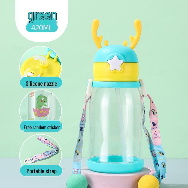 Large Capacity High-Temp Resistant Stylish Water Bottle with Straw for Girls - Perfect for Sports & Summer
