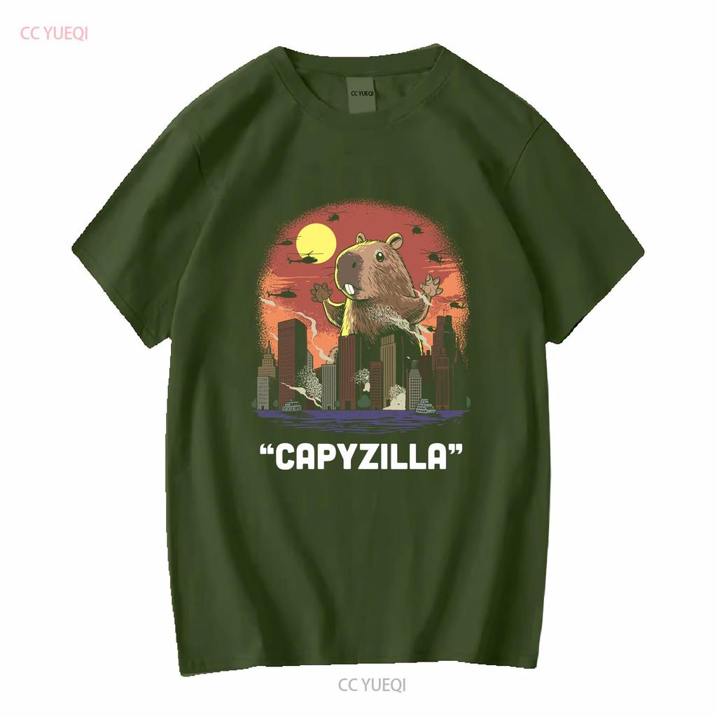 Funny Capybara T Shirt For Women Capyzilla Monster Her RodenT Mens Cappy Bara long or short sleeves vintage Washed Stretched